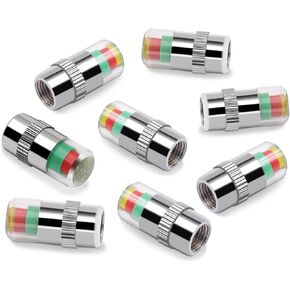 WNCGC 8Pcs 2.4Bar 35PSI Car Tire Pressure Monitor Valve Stem Caps Sensor Indicator 3 Color Eye Alert, GL-0851