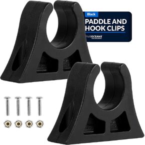 Five Oceans Kayak Paddle Holder - Paddle Holder for Kayaking, 2-Pack Paddle Holder Clip - Kayak Paddle Clip, Easy Mounting with Mounting Hardware, Black - Heavy-Duty Rubber - FO4730