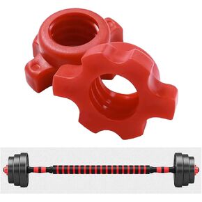 Topyond 2PCS Red Spinlock Collar Screws - Anti Slip, Stable, and Easy to Operate Dumbbell Accessories for Weightlifting Fitness