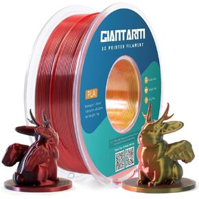 GIANTARM Tri-Colors Silk Pla Filament, Shiny Pla 3D Printer Filament 1.75mm +/-0.03mm, 1Kg (2.2lbs) Spool, Vacuum Packaging (Red+Gold+Black)