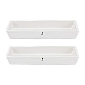 uxcell Porcelain Crucible 81ml Rectangular Boat Sample Holder 120x63x18mm for Melting Refining 2pcs