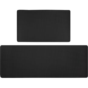 Lyeasw Grey Kitchen Mats 2 Pcs, Non-Slip Waterproof PVC Kitchen Rug Mat Set, Cushioned Anti Fatigue Kitchen Mats for Floor, Sink, 17"x47"+17"x29"