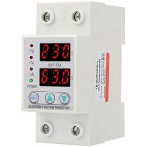 AC230V 63A Voltage Current Protector Over/Under Voltage Device Double LED Display Single Phase Low Voltage DIN Rail Installation