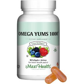 Maxi Health Fish Oil 2000mg - Omega 3 Supplement for Adults and Kids - Fruity Burst - Omega-3 Fish Oil Source of EPA/DHA Fatty Acids - Heart, Brain, Joint Health - Kosher - 100 Softgels - 2 Pack