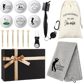 17 Pcs Retirement Gift Golf Ball Set Funny Retirement Golf Gifts with Golf Balls Tees Embroidered Towels Brush Repair Tool Bag Gift Set for Dad Husband Coworkers Golfers Golf Lovers in Saudi Arabia