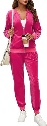 Marvmys Women's Velour Tracksuit Full Zip Up Sweatsuits Set 2 Piece Outfits Jogger Set in Kuwait