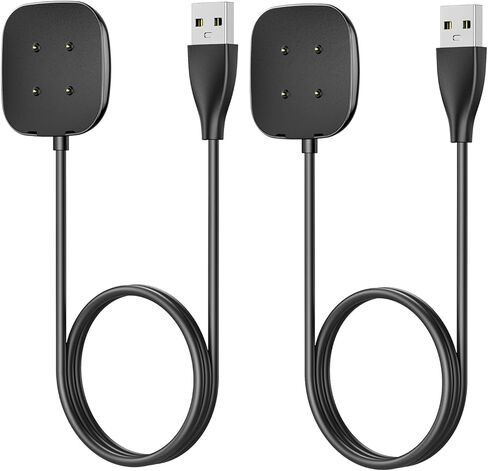 Compatible with Fitbit Sense/Versa 3 and Fitbit Sense 2 / Versa 4 Charger Replacement USB Charging Cable Durable Portable Charging Dock Cord for Smart Watch (2 Pack), 1.6Ft in Kuwait