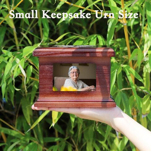 5.5 Inches Small Wood Urns for Ashes, Funeral Memorial Urns with Photo Frame, Small Urns Keepsake Wooden Urns Box and Casket, Picture Frame Keepsakes Urns for Human/Pet Ashes-Wing in Saudi Arabia