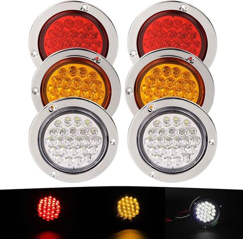 NEWSUN® 2Pcs High Bright 4" Round LED Trailer Tail Lights Kit, Stop Turn Reverse and Fog Backup Lights, Universal Fit, Waterproof, Grommet 3-Prong Plug & Play, for Truck Trailer RV, Easy to Install in Kuwait