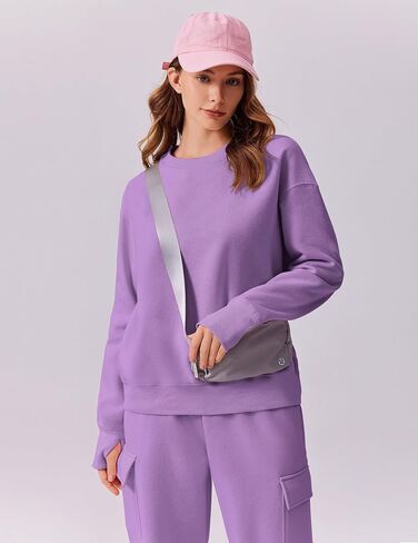 PINSPARK 2 Piece Sets for Women 2024 Fleece Sweatsuits Oversized Sweatshirts Wide Leg Cargo Sweatpants with Pockets Thumbhole in Kuwait