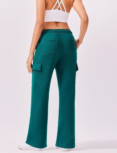 PINSPARK 2 Piece Sets for Women 2024 Fleece Sweatsuits Oversized Sweatshirts Wide Leg Cargo Sweatpants with Pockets Thumbhole in Kuwait