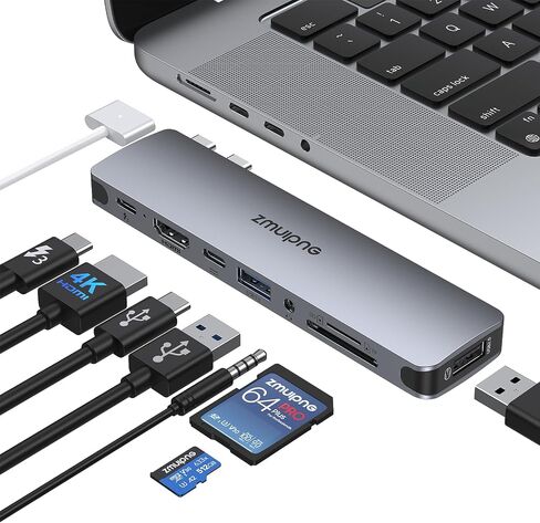 محطة إرساء USB C محطة إرساء كمبيوتر محمول شاشة مزدوجة لمحطة إرساء سطح Dell HP Lenovo محطة إرساء سطحية مزدوجة شاشات HDMI USB C Dongle مع 2 HDMI، VGA، منفذ USB A/C 10G، 100W PD، محور USB C لأجهزة الكمبيوتر المحمول in Kuwait