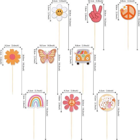 9 PCS Hippie Party Honeycomb Table Centerpiece Peace Sign Hand Butterfly Dasiy Flower Bus 60s Retro Boho Two Groovy Table Toppers Centerpieces Decorations for Hippie Carnival Birthday Party Supplies in Kuwait
