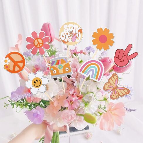 9 PCS Hippie Party Honeycomb Table Centerpiece Peace Sign Hand Butterfly Dasiy Flower Bus 60s Retro Boho Two Groovy Table Toppers Centerpieces Decorations for Hippie Carnival Birthday Party Supplies in Kuwait