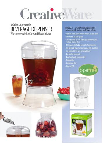 CreativeWare Sculptured Beverage Dispenser, 3 Gallon, Clear in Saudi Arabia