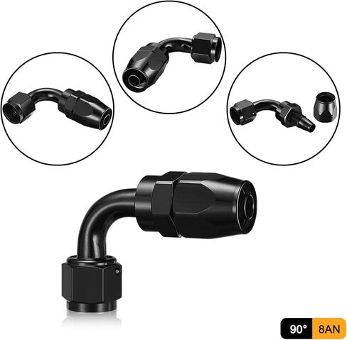 10AN 90 Degree Swivel Hose End Fitting Aluminum Seal AN Hose End Fitting for Braided Fuel Line in Kuwait