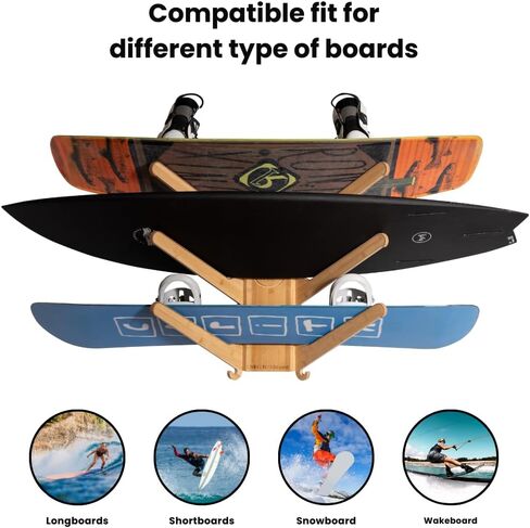Sun Rack, 3 & 4-Boards Surfboard Wall Mount Display, Surf Rack for Surfboards, Longboards, Snowboards, Skis, Kiteboards, Skimboards, Wakeboards, Glide-down Drawer in Saudi Arabia
