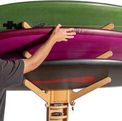Sun Rack, 3 & 4-Boards Surfboard Wall Mount Display, Surf Rack for Surfboards, Longboards, Snowboards, Skis, Kiteboards, Skimboards, Wakeboards, Glide-down Drawer in Saudi Arabia