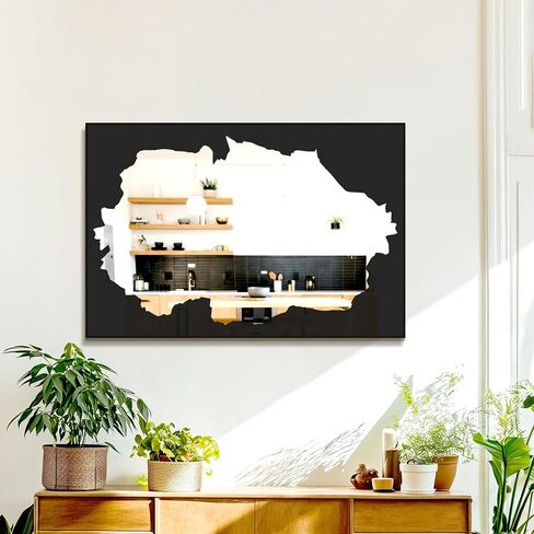 Full-Length Mirror Free Standing Leaning Mirror with Artistic Black Abstract Overlay Deco, 55"x28" Shatterproof Wall-Mounted Mirror, Perfect for Living Room, Bedroom, Cloakroom, and Bathroom Decor in Saudi Arabia
