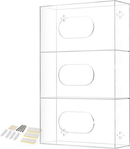 Double Glove Box Holder Wall Mount Glove Dispenser - Disposable Glove Holder Wall Mount Glove Station for Medical Gloves, Multipurpose Kitchen Gloves Holder - Includes Hanging Hardware in Kuwait
