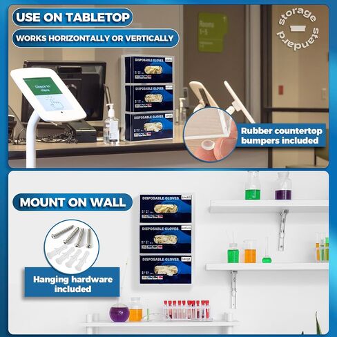 Double Glove Box Holder Wall Mount Glove Dispenser - Disposable Glove Holder Wall Mount Glove Station for Medical Gloves, Multipurpose Kitchen Gloves Holder - Includes Hanging Hardware in Kuwait