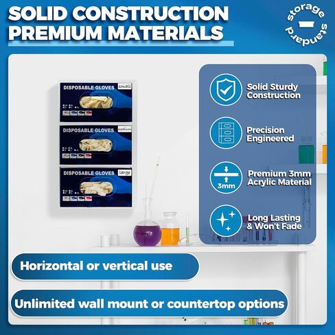Double Glove Box Holder Wall Mount Glove Dispenser - Disposable Glove Holder Wall Mount Glove Station for Medical Gloves, Multipurpose Kitchen Gloves Holder - Includes Hanging Hardware in Kuwait