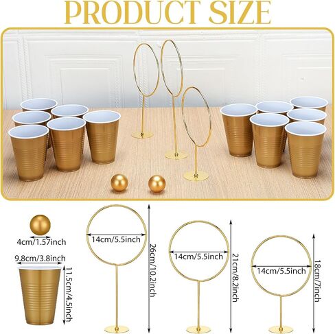 Party Beverage Game Set Includes 3 Sizes Large Goal Posts 22 Party Cups and 10 Balls Throwing Game for Indoor Outdoor House Wizard Theme Parties Beach Wedding Birthdays, Golden in Saudi Arabia