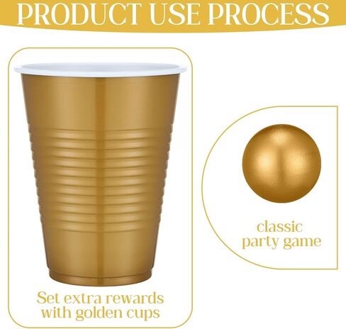Party Beverage Game Set Includes 3 Sizes Large Goal Posts 22 Party Cups and 10 Balls Throwing Game for Indoor Outdoor House Wizard Theme Parties Beach Wedding Birthdays, Golden in Saudi Arabia