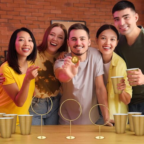 Party Beverage Game Set Includes 3 Sizes Large Goal Posts 22 Party Cups and 10 Balls Throwing Game for Indoor Outdoor House Wizard Theme Parties Beach Wedding Birthdays, Golden in Saudi Arabia