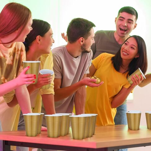 Party Beverage Game Set Includes 3 Sizes Large Goal Posts 22 Party Cups and 10 Balls Throwing Game for Indoor Outdoor House Wizard Theme Parties Beach Wedding Birthdays, Golden in Saudi Arabia