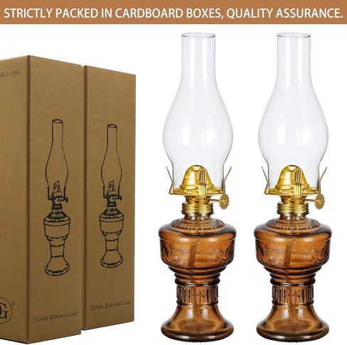 2 Pcs Rustic Oil Lamp Classic Kerosene Lamp Lantern Vintage Glass Clear Hurricane Lamp Oil Lantern Decorative Chamber Oil Lamps with Adjustable Fire Wick for Home Indoor Use, 12.6 Inch in Saudi Arabia