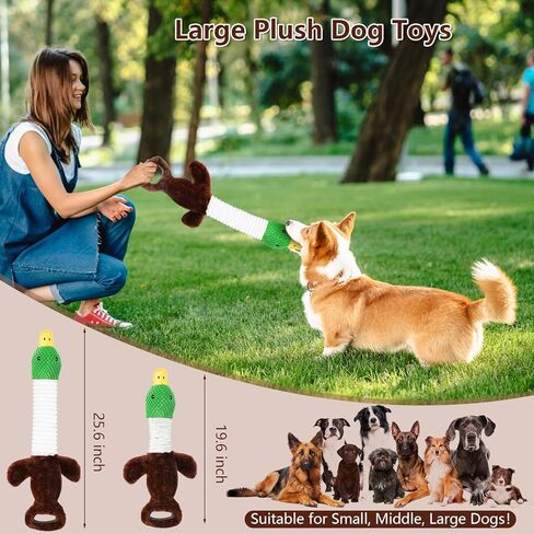 Rope-Infused Squeaky Dog Toys for Large Dogs, Interactive Tug of War Puppy Toy, Cute Pet Toys Large Plush Dog Chew Toys for Small, Medium and Big Dogs in Kuwait