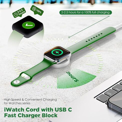 2024 2-Pack Upgraded iWatch Charger Magnetic Wireless to USB C i-Watch Cable 3FT, Fast Charging for Apple Watch Series Ultra SE/8/7/6/5/4/3/2/1 Includes 38mm 40mm 42mm 44mm 45mm Size - White in Saudi Arabia