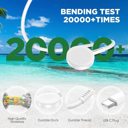 2024 2-Pack Upgraded iWatch Charger Magnetic Wireless to USB C i-Watch Cable 3FT, Fast Charging for Apple Watch Series Ultra SE/8/7/6/5/4/3/2/1 Includes 38mm 40mm 42mm 44mm 45mm Size - White in Saudi Arabia