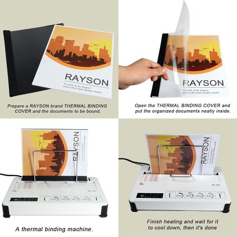 أغطية تجليد حرارية من RAYSON TBC2346-100W-US، غطاء تجليد أبيض بحجم حرف، 1/16 بوصة، 1/8 بوصة، 3/16 بوصة، 1/4 بوصة عبوة متعددة الأحجام مكونة من 100 قطعة in Kuwait