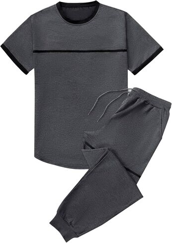 بدلة رياضية رجالية من SOLY HUX مكونة من قطعتين من ملابس الركض الكاجوال بأكمام قصيرة ومجموعة سراويل الركض in Kuwait