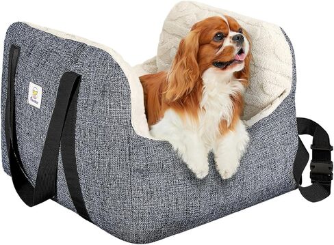 Pawaboo Dog Car Seat for Small Dogs -Extra Soft & Thick- Waterproof Dog Booster Seat for Car, Portable Puppy Bed Car Seat with Fixed Buckles and Safety Leash, Dog Travel Carrier Bed Up to 25lbs in Saudi Arabia