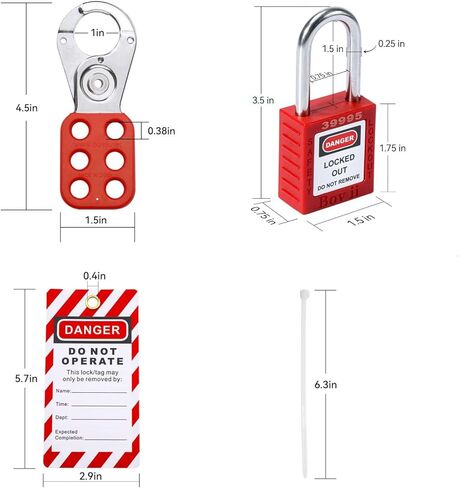 محطة قفل Tagout مع 4 أقفال أمان، 1 مشابك، 30 بطاقة قفل، 30 ربطة عنق من النايلون، محطة لوتو لـ 4 أقفال أمان. in Kuwait