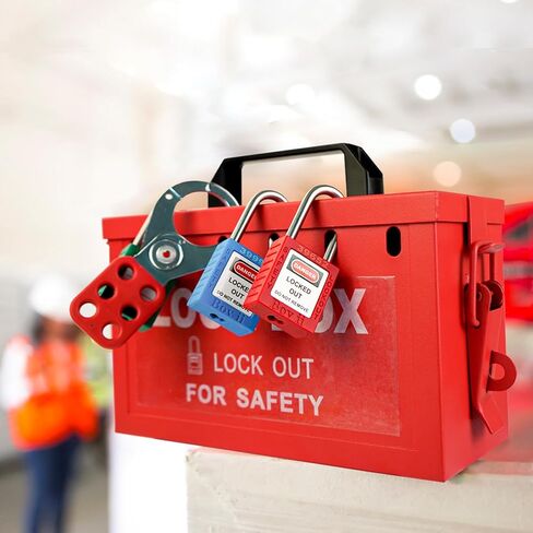 محطة قفل Tagout مع 4 أقفال أمان، 1 مشابك، 30 بطاقة قفل، 30 ربطة عنق من النايلون، محطة لوتو لـ 4 أقفال أمان. in Kuwait