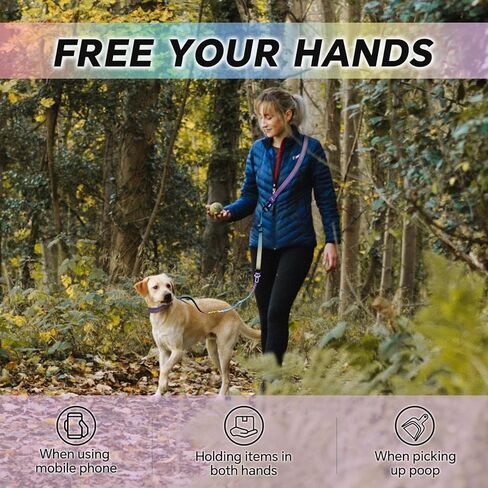 Hands Free Dog Leash, Adjustable Heavy Duty Waist Belt for Small Medium Large Dogs Walking Running with Reflective(Red) in Kuwait