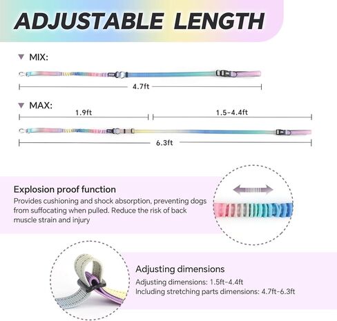 Hands Free Dog Leash, Adjustable Heavy Duty Waist Belt for Small Medium Large Dogs Walking Running with Reflective(Red) in Kuwait