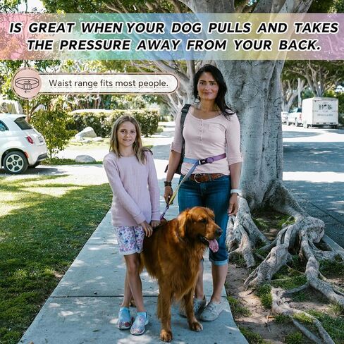 Hands Free Dog Leash, Adjustable Heavy Duty Waist Belt for Small Medium Large Dogs Walking Running with Reflective(Red) in Kuwait