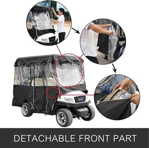 حاوية عربة الجولف Happybuy، غطاء عربة الجولف 4 أشخاص، ممر فاخر بأربعة جوانب، حاوية قيادة مقاومة للماء 300D مع نوافذ شفافة، مناسبة لـ EZGO، نادي السيارات، عربة ياماها in Kuwait