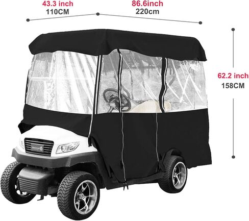حاوية عربة الجولف Happybuy، غطاء عربة الجولف 4 أشخاص، ممر فاخر بأربعة جوانب، حاوية قيادة مقاومة للماء 300D مع نوافذ شفافة، مناسبة لـ EZGO، نادي السيارات، عربة ياماها in Kuwait