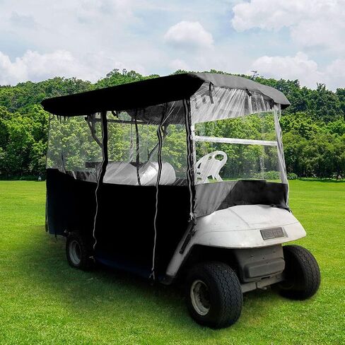 حاوية عربة الجولف Happybuy، غطاء عربة الجولف 4 أشخاص، ممر فاخر بأربعة جوانب، حاوية قيادة مقاومة للماء 300D مع نوافذ شفافة، مناسبة لـ EZGO، نادي السيارات، عربة ياماها in Kuwait