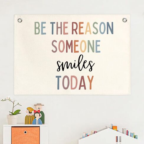 Boho Classroom Decor,Be The Reason Someone Smiles Today Flags Decor,Inspirational Motivational Wall Art Decor,Mental Health Kids Room Decor Hanging Banner Flag Decor,30x20 Inch in Kuwait