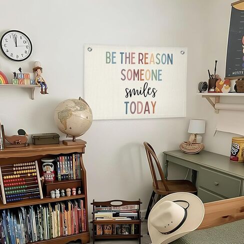 Boho Classroom Decor,Be The Reason Someone Smiles Today Flags Decor,Inspirational Motivational Wall Art Decor,Mental Health Kids Room Decor Hanging Banner Flag Decor,30x20 Inch in Kuwait