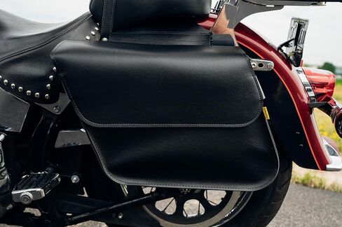 سلسلة Dowco Willie & Max 58803-00 Raptor: مجموعة حقائب سرج للدراجات النارية من الجلد الصناعي المائل الكبير، أسود، مقاس عالمي، سعة 37.5 لتر in Kuwait