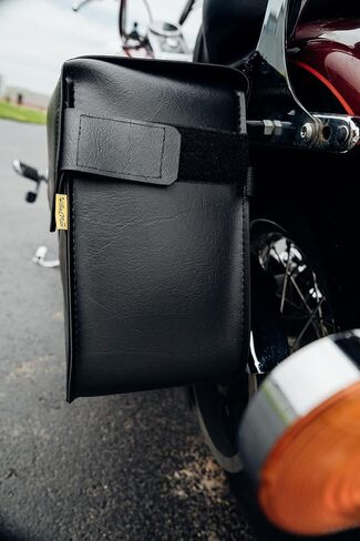 سلسلة Dowco Willie & Max 58803-00 Raptor: مجموعة حقائب سرج للدراجات النارية من الجلد الصناعي المائل الكبير، أسود، مقاس عالمي، سعة 37.5 لتر in Kuwait