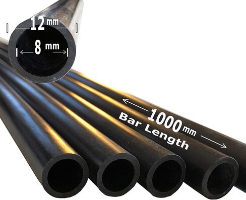 – Carbon Fiber Tube - 12mm X 8mm x 1000mm – Pultruded Round Hollow Carbon Fiber rods Black Matte Finish - Pure Carbon Fibre Hollow Tube shafts - for RC Planes-Drones, Boat DIY Craft Projects in Saudi Arabia